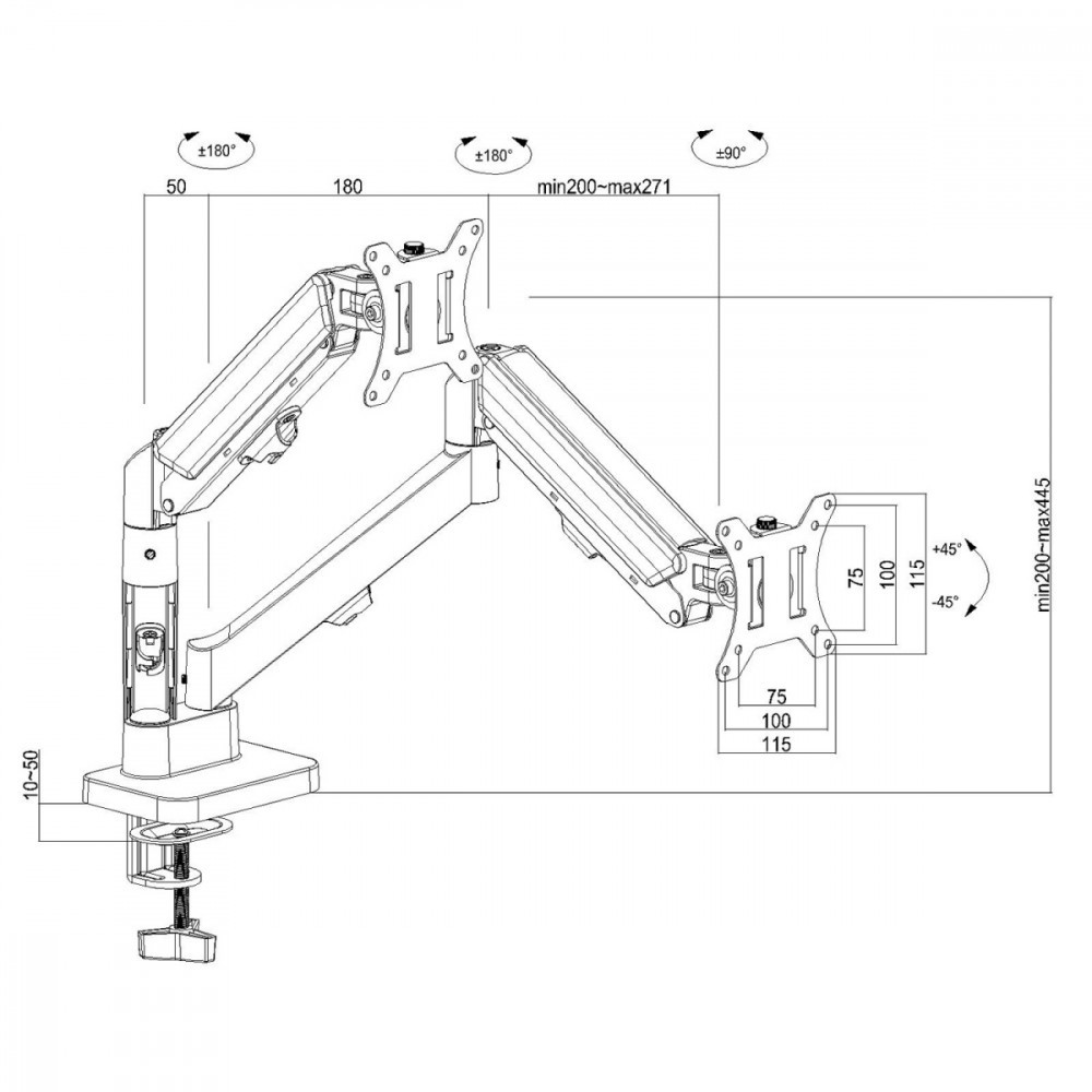 Maclean Uchwyt na 2 monitory 2-10 kg MC-134 17-32 cale