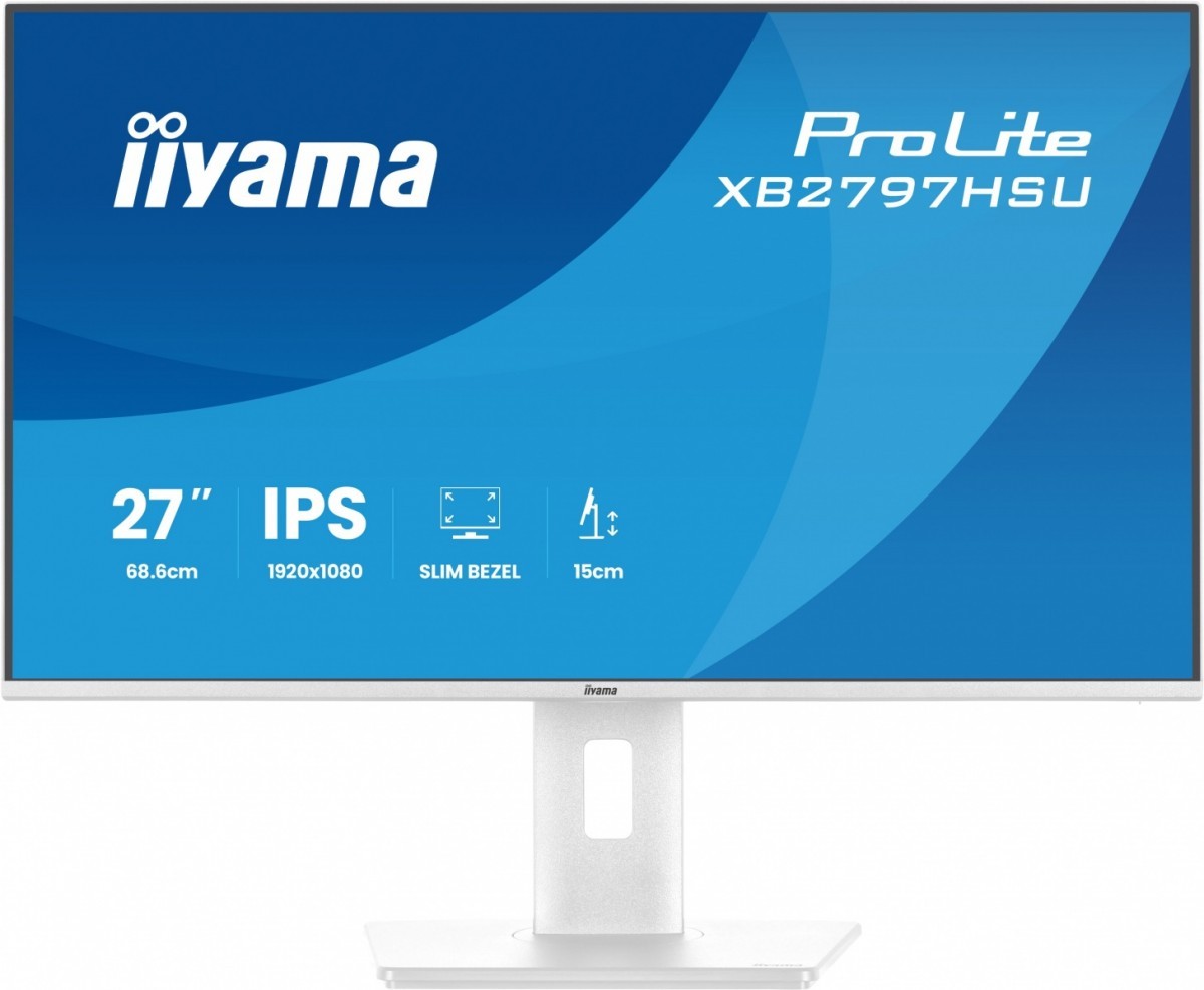 IIYAMA Monitor 27 cali XB2797HSU-W1 IPS, FHD, HDMI, DP, 120Hz, 2xUSBv3.2, 2xUSB-C, 350 CD, x2W, HAS 150/PIVOT, Biały
