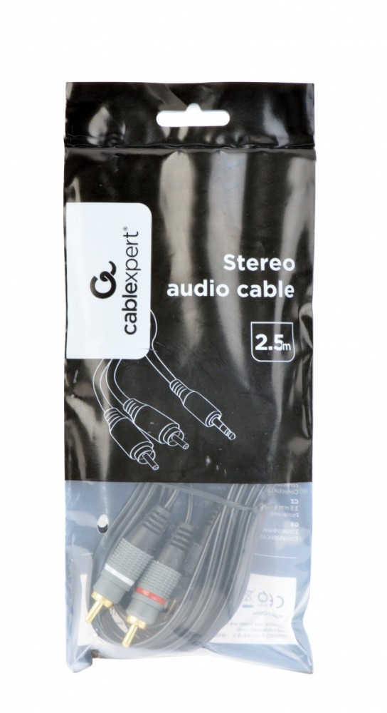Gembird Kabel stereo minijack 3.5mm na 2*RCA 2.5m pozłacane złącza