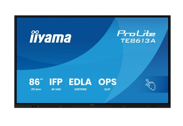 IIYAMA Monitor interaktywny 86 cali TE8613A-B2AG INFRARED,40pkt,IPS,4K,7H,500cd/m2,      WiFi,USB, ANDROID 14, Google EDLA,2x20W, UCHWYT ŚCIENNY