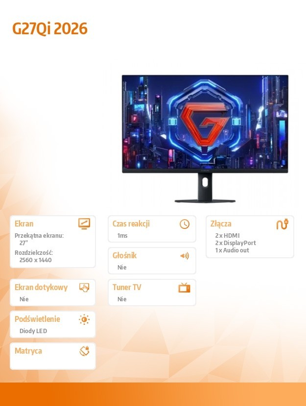 XIAOMI Monitor gamingowy 2K G27Qi 2026