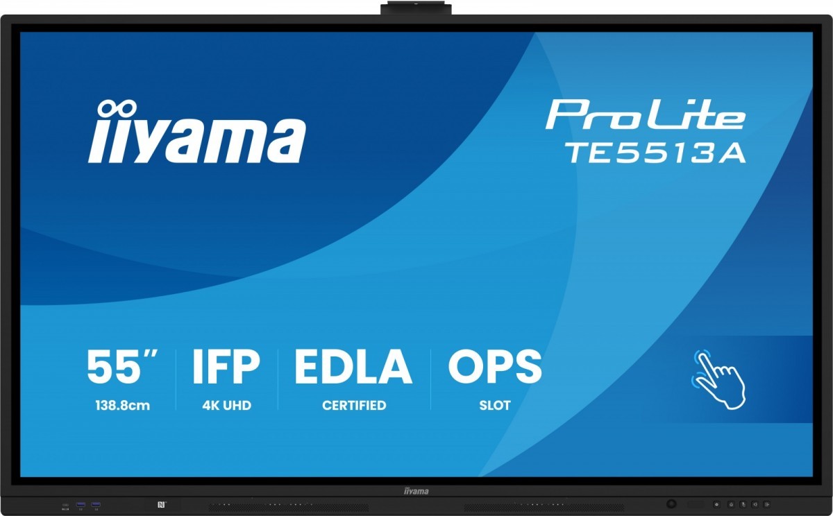 IIYAMA Monitor 55 cali ProLite TE5513A-B3AG INFRARED,40pkt,IPS,4K,500cd,1200:1,8ms  WiFi,USB, ANDROID 14, Google EDLA,2x20W, uchwyt ścienny