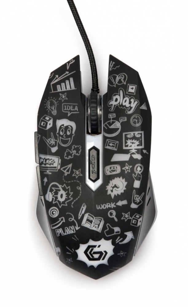Gembird Mysz optyczna LED, 6-przyciskowa, USB, czarna