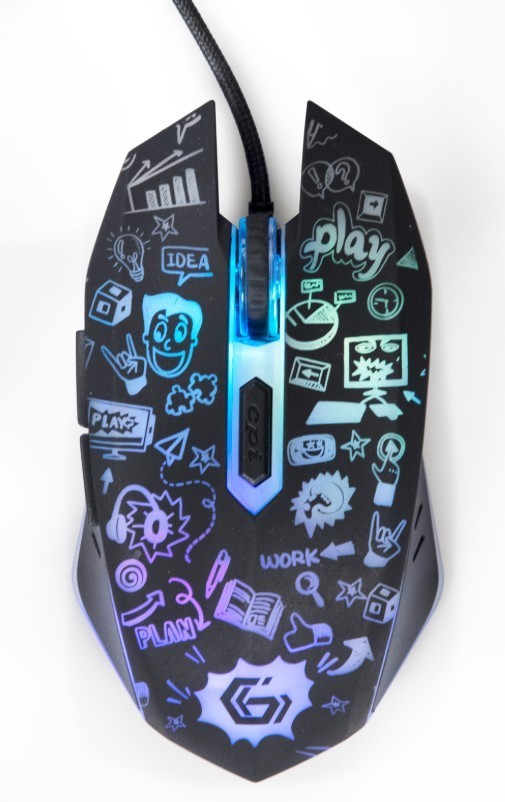 Gembird Mysz optyczna LED, 6-przyciskowa, USB, czarna