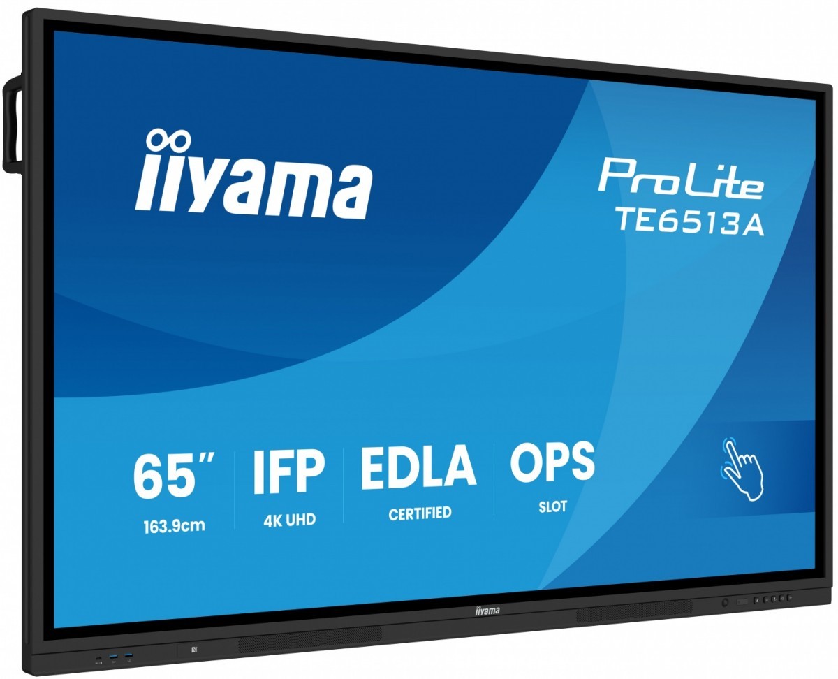 IIYAMA Monitor 65 cali TE6513A-B3AG INFRARED, 40pkt, IPS, 4K, 7H, 500cd/m2, WiFi, USB, ANDROID 14, Google EDLA, 2x20W, uchwyt ścienny